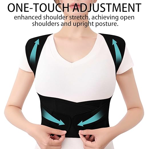 Posture Corrector for Women and Men Plus Size Full Back Support Brace Straightener Scoliosis Spine Upper Back Pain Relief Adjustable Shoulder Instant Posture Corrector with Hunchback Black Medium