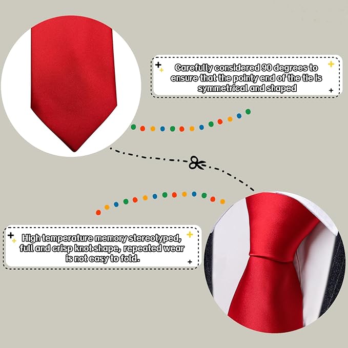Barry.Wang Tie Sets for Men Silk Solid Necktie Stain Ties Handkerchief Pocket Square Cufflinks Wedding Business Dyed