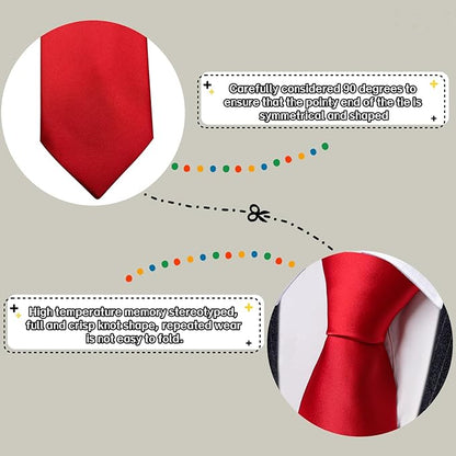 Barry.Wang Tie Sets for Men Silk Solid Necktie Stain Ties Handkerchief Pocket Square Cufflinks Wedding Business Dyed