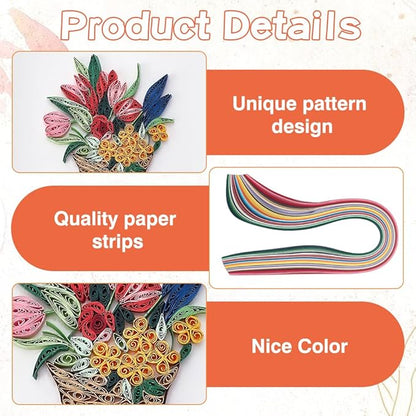 WEBEEDY 20 Sets Paper Quilling Kit for Adult Beginner DIY Flower Basket Themes Quilling Blank Card Kit 5 Styles Flower Basket Greeting Card Making Kit with Instruction for Birthday Halloween Christmas