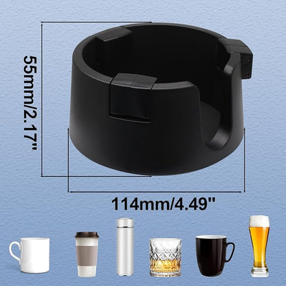 Anti Spill Cup Holder - Adjustable Plastic Drink Holder - Adhesive Desk Cup Holder for Home Office Couch Table - Black