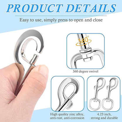 ERKOON Extra Large 4.23 Inch Swivel Eye Bolt Snap Hooks 220Lbs Load Capacity Zinc Alloy Single Ended Flag Clips Heavy Duty Trigger Bolt Hooks (8 Pack)