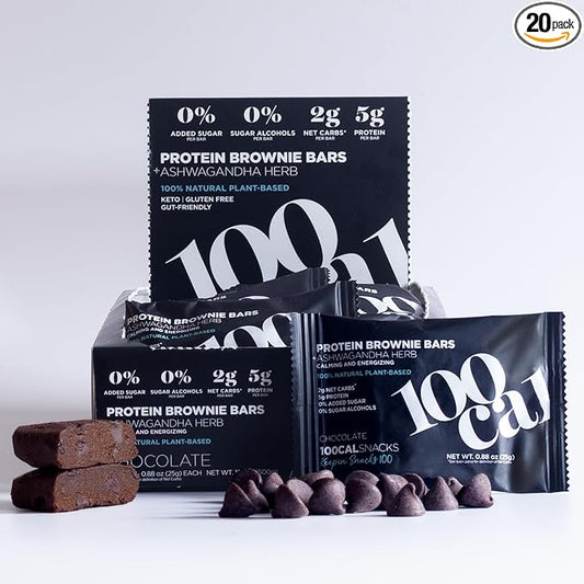 Chocolate Protein Bar Brownie | High Protein, Gluten Free Keto Snack with Vegan Protein for Healthy Gut and Weight Loss | Clean Protein Bars made with Organic Ingredients, Ashwagandha and MCT Oil | Wholesome Yum High Fiber Low Calorie Snacks 100 Calori...