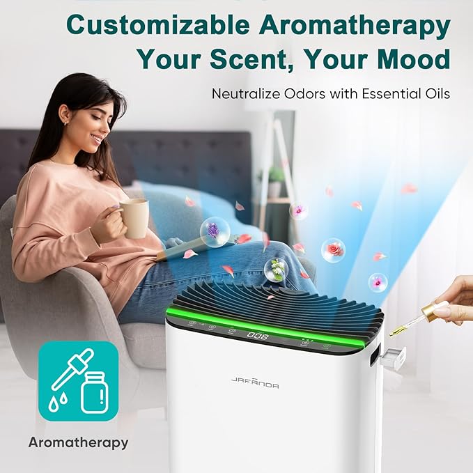 Jafända Air Purifier for Home Large Room Bedroom Up to 1226 Ft², True HEPA Filter with PM2.5 Display & 20dB Sleep Mode, Removes Pet Hair, Odor, Dust, Smoke, Pollen & Allergen