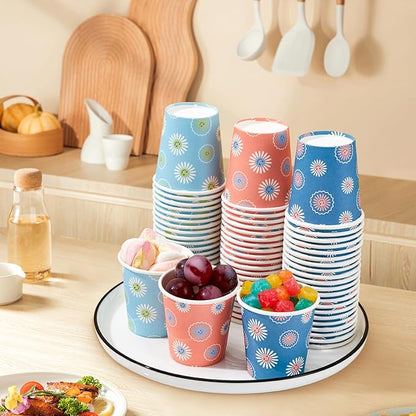 SIUQ 1200 Pack 3 oz Paper Cups, Disposable Bathroom Cups, Mini Mouthwash Cups, Small Cup 3 Ounce for Bathroom, Party, Picnic, BBQ, Travel(Daisy)