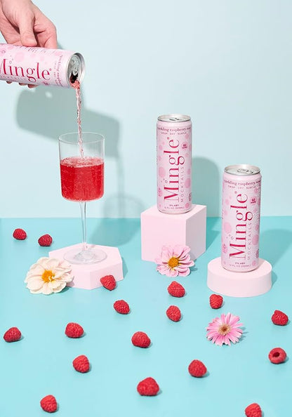 Mingle Mocktails Sparkling Raspberry Rose, Premium Non-Alcoholic Drinks, Refreshing Pre-Mixed Drinks, Healthy Alternatives, Canned Mocktails, 12 fl. oz. Cans, Pack of 12