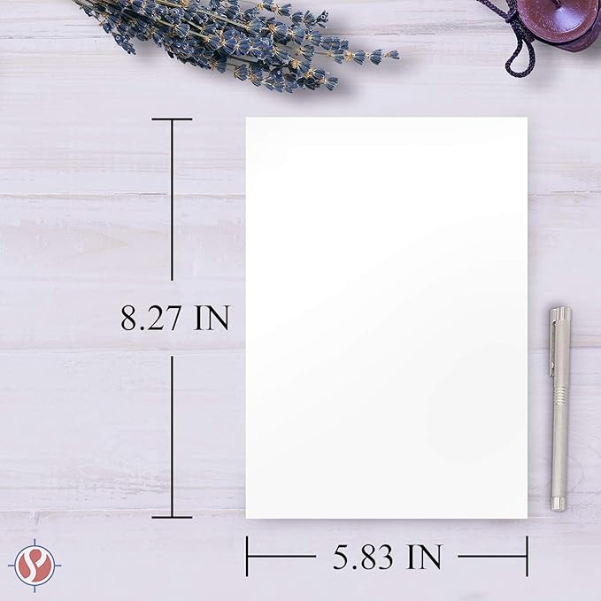 A5 Premium Multi Purpose White Paper - 24 lb (90 GSM) | For Copy, Printing, Writing | 5.83" x 8.27" inches (148 x 210 mm - Half of A4) | Full ream of 250 Sheets