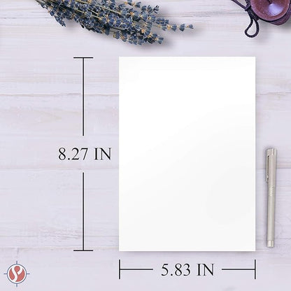 A5 Premium Multi Purpose White Paper - 24 lb (90 GSM) | For Copy, Printing, Writing | 5.83" x 8.27" inches (148 x 210 mm - Half of A4) | Full ream of 250 Sheets