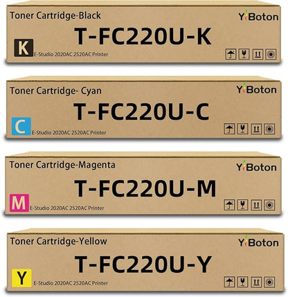 T-FC220U TFC220U Toner Cartridge Replacement for Toshiba T-FC220UK T-FC220UC T-FC220UY T-FC220UM Toner Use for Toshiba E-Studio 2020AC 2520AC Printer (4-Pack)