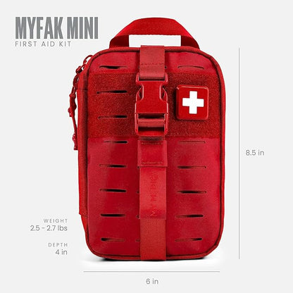 My Medic MyFak Mini Pro First Aid Kit - Small and Lightweight for Camping Hiking and Backpacking - 70 Items IFAK with Tourniquet - HSA/FSA Great for Travel - Red