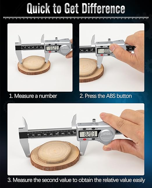 Housolution Digital Caliper 6 inch,(ABS) Absolute Scale Caliper,IP54 Caliper Measuring Tool, Inch/MM, Auto-Off LCD Stainless Steel Waterproof Micrometer Vernier Caliper, with Steel Ruler, Silver