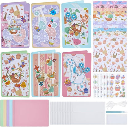 WEBEEDY 15 Sets Easter Paper Card Making Kits Colorful Handmade Greeting Card Kits with Envelopes & Decoration Accessories, Handmade DIY Cards Making Material Set for Easter Cards Birthday Invitation