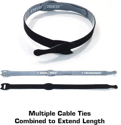 Reusable Cable Ties 1/2" x 8" for Cable Management and Organizing Cords - 60 Pack (Black)