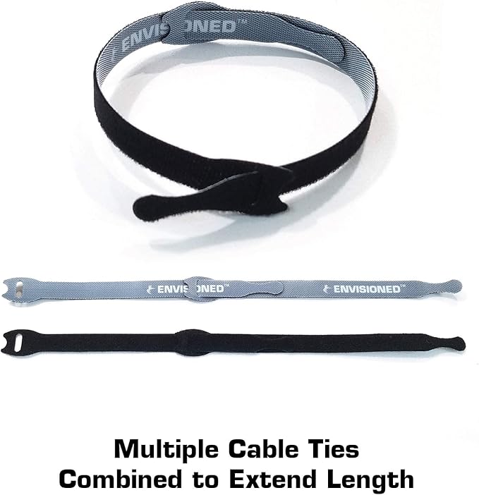 Reusable Cable Ties 1/2" x 8" for Cable Management and Organizing Cords - 30 Pack Bundled with 2 Bonus Cinch Straps (Blue)