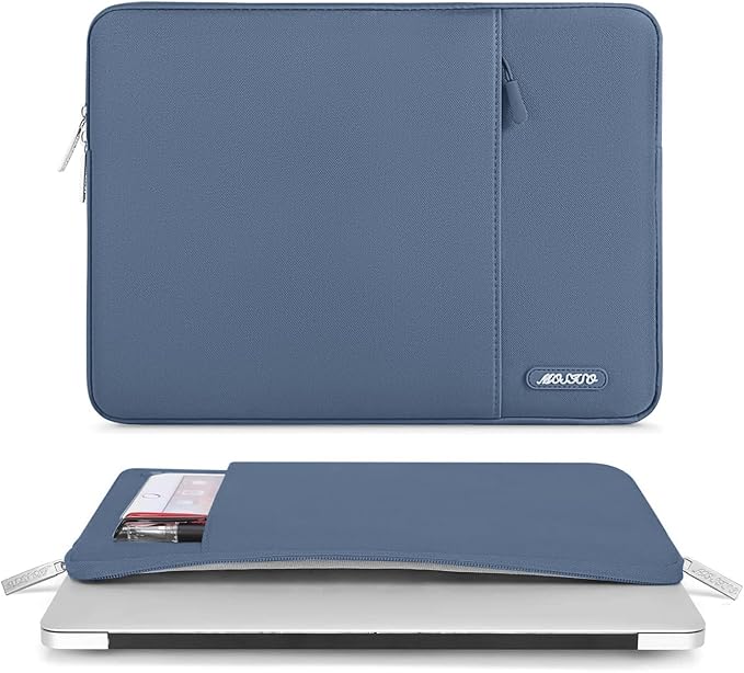 MOSISO Laptop Case 16 inch, 15-15.6 inch Laptop Sleeve Compatible with MacBook Pro 16 M4 M3 M2 M1, HP Acer Dell Lenovo ASUS Notebook, Polyester Vertical Computer Sleeve Bag with Pocket, Steel Blue