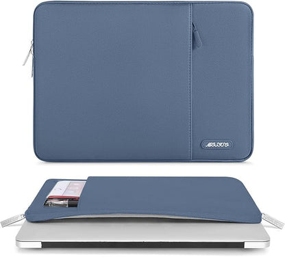 MOSISO Laptop Case 16 inch, 15-15.6 inch Laptop Sleeve Compatible with MacBook Pro 16 M4 M3 M2 M1, HP Acer Dell Lenovo ASUS Notebook, Polyester Vertical Computer Sleeve Bag with Pocket, Steel Blue