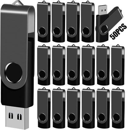 EASTBULL 8GB USB Flash Drive Bulk Thumb Drives 50 Pack with Lanyards USB 2.0 Memory Sticks Zip Drive Pen Drive for Storage and Backup Black 50PCS 8GB