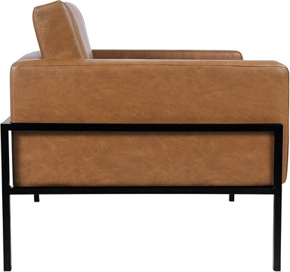 HomePop Modern Metal Frame Accent Chair Home Décor|Accent Chairs for Living Room & Bedroom - Carmel Faux Leather