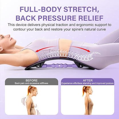 Adjustable Lumbar Support Board | Extra-Wide Back Stretcher for Lower Back Pain Relief | Back Cracker Board for Spinal Decompression | Back Cracking Device