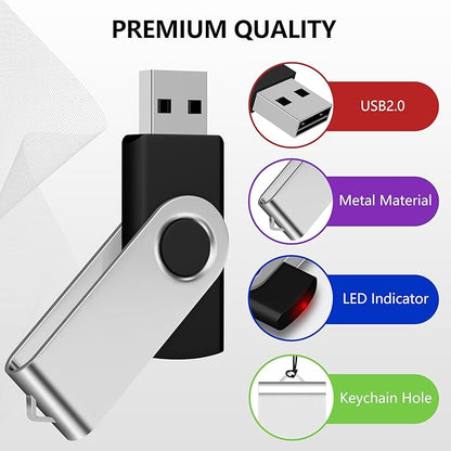 AreTop 8GB 50-Pack Flash Drive, Bulk USB 2.0 Memory Stick Thumb Drives(8GB 50 Pack, Mix Color)