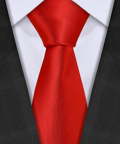 TIE G 5pcs Tie Set in WHITE OR BLACK GIFT BOX: Solid Color Necktie, Satin Bow Tie, Pocket Square, Lapel, Cuff Links