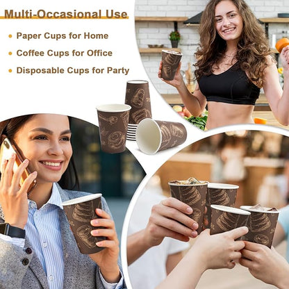 Coffee Cups 12 oz Paper Cups 180 Pack, Thickened Paper Coffee Cups Disposable 12 oz Coffe Cup, Hot/Cold Beverage Drinking Cup for Office, Home, Party
