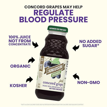 R.W. Knudsen Organic Just Concord Grape Juice, 8 fl oz (12 Pack)