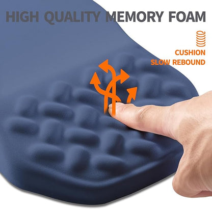 Ergonomic Slope Mouse Pad Wrist Support, Wrist Rest Mousepad for Carpal Tunnel Pain Relief with Massage Bulge and Slow Rebound Memory Foam (12x8 inch, Deep Blue)
