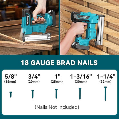 Cordless Brad Nailer for Makita 18V Lithium-Ion Battery, Powered Electric Nail Gun for Wood 18GA, Brushless Motor, 2 Mode, 18 Gauge 5/8 to 1-1/4 Inch, Lightweight and Ergonomic, Tool Only