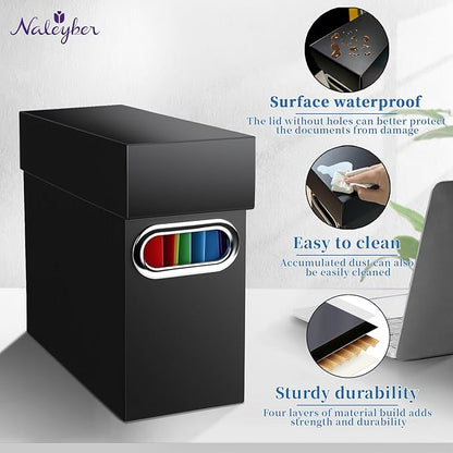 File Organizer Box with Lid, Collapsible Hanging File Folder Storage Boxes for Documents, Portable Filing Organizer for Office, Home, Classroom(Black, 2 Pack)