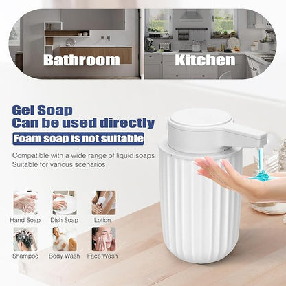 Automatic Soap Dispenser Liquid Touchless: 9oz Plastic White - Rechargeable Electric Smart 3-Level Adjustable Modern Auto Soap Dispenser - Bathroom Kitchen Hand Dish Lotion