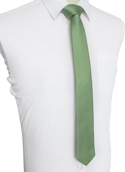 JEMYGINS 2.4" Solid Color Skinny Tie Slim Necktie for Men