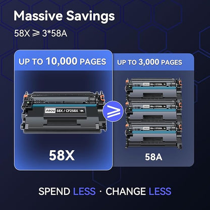 InkNI CF258X 58X Toner Cartridge (with Chip) Compatible Replacement for HP 58X CF258X 58A CF258A for Laserjet MFP M428fdw M428fdn M428dw M404 M428 Pro M404n M404dn M404dw Printer(2 Pack)