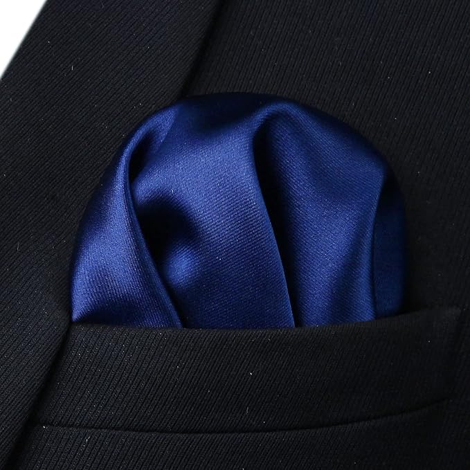 HISDERN Mens Solid Color Ties Formal Satin Necktie and Pocket Square Set Classic Wedding Business Tie & Handkerchief