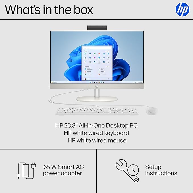 HP 24 Touchscreen All-in-One Desktop Computer for Home and School, Intel Processor (Beat i3-1110G4), 23.8" FHD Display, 32GB DDR4 RAM, 1TB PCIe SSD, WiFi 6, Bluetooth, Business AIO, Windows 11 Pro