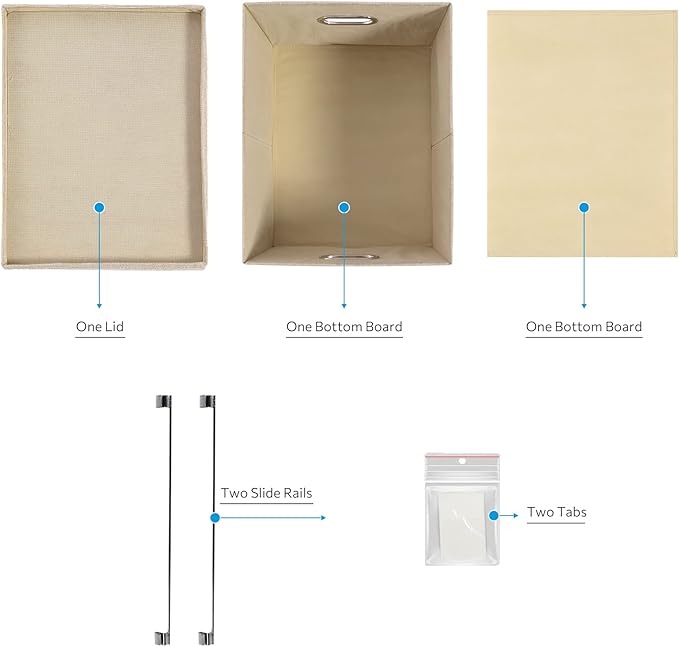 File Organizer Collapsible Storage Box for Office File Box with Lids Document Organizer for Office and Home Easy Slide Durable Hanging File Box (Beige)
