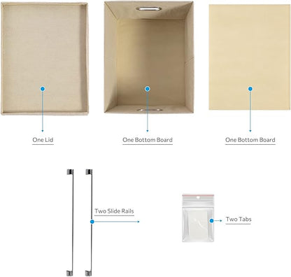 File Organizer Collapsible Storage Box for Office File Box with Lids Document Organizer for Office and Home Easy Slide Durable Hanging File Box (Beige)
