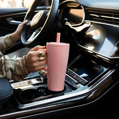BrüMate Era 30 oz Tumbler with Handle & Straw | 100% Leakproof Insulated Water Bottle Tumbler with Lid & Flexible SoftSip Straw | Made of Stainless Steel | Cup Holder Friendly | 30oz (Pineapple)