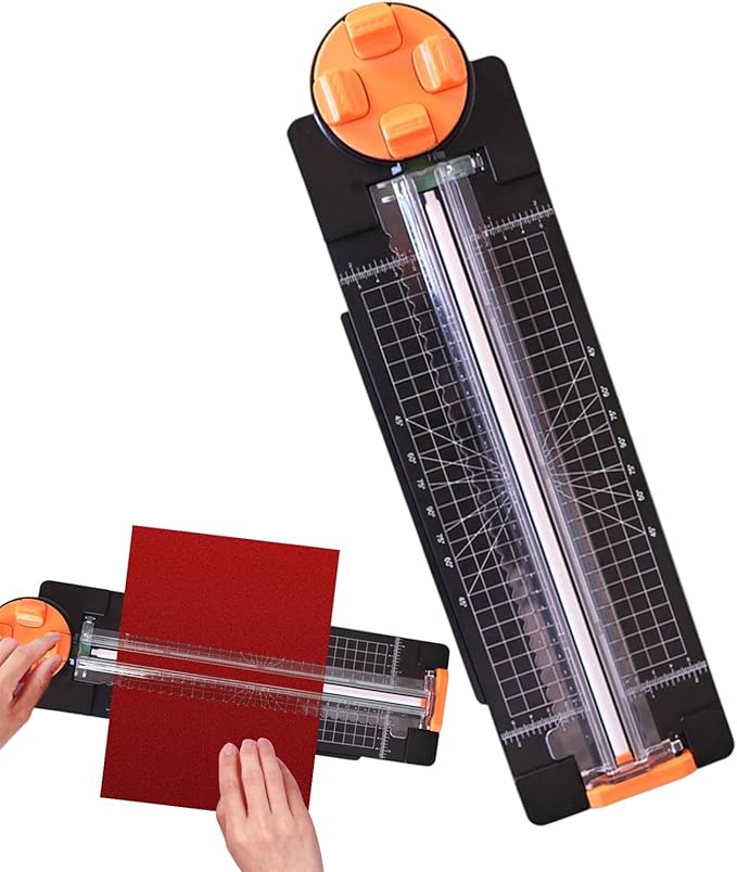 Craft Paper Cutter - Precision Cutter with Side Ruler, Heavy Duty Card Slicer with Adjustable Guide for Label Card Photo Cardstock Home Office School Classroom Students Teacher