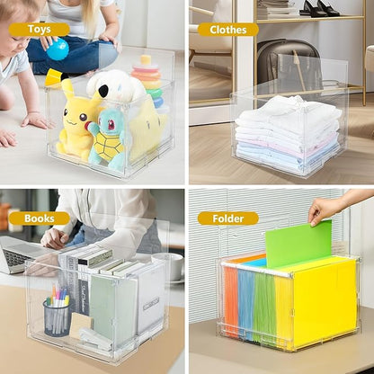 MUKAI File Organizer Box with Lid, Collapsible File Folder Organizer with Slide, Hanging File Folder Box, for Office Document Storage with Desktop organizer