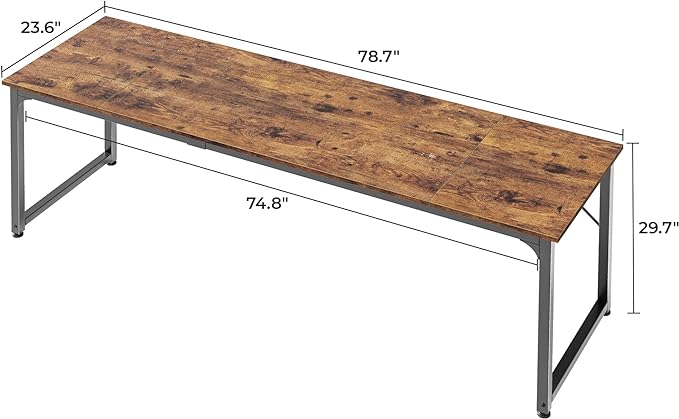 Huuger Computer Desk, 80 Inch Office Desk, Gaming Desk with Storage, Writing Desk Work Desk for Home Office, Study, Long Simple Desk, Large Legroom, Metal Frame, Rustic Brown