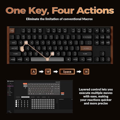Keychron K8 HE TKL Wireless Bluetooth 2.4G Wired Triple Mode Hot Swappable Hall Effect Keyboard with QMK VIA Aluminum+Wood Frame Rapid Trigger for Mac Windows Linux-Black
