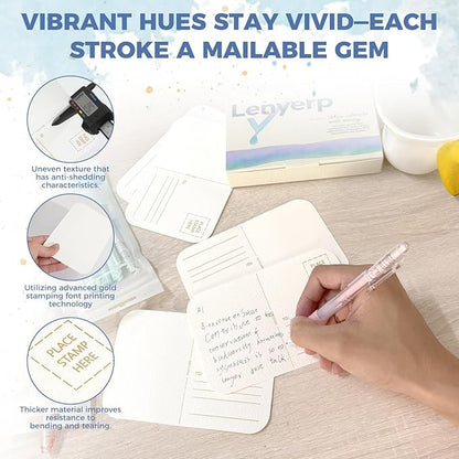 50 Sheets Watercolor Postcards 4 x 6 Inch 140lb/300gsm,100% Cotton,Acid-Free Heavyweight Art Paper with Hot Stamping Font Technology for Painting, DIY, Mailing, Invitations, Greeting Cards