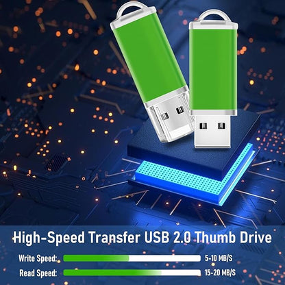 8GB USB Flash Drive 20 Pack Nicepicten Bulk USB Thumb Drives Jump Zip Drive USB 2.0 Memory Stick Flash Drive 8GB with 20PCS Lanyard Label - Green