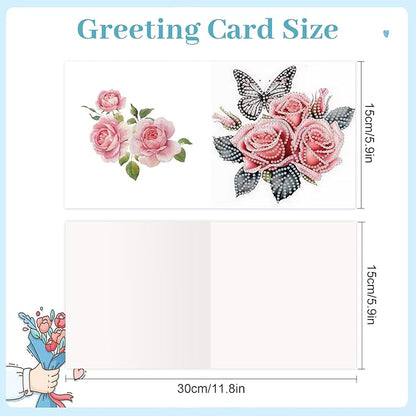 jinglinhh 12pcs Diamond Art Painting Butterfly Flower Dragonfly Daisy Rose Lotus Greeting Cards with Envelopes, DIY Card Making Kits for Adults, Diamond Art Birthday Cards Craft Gifts