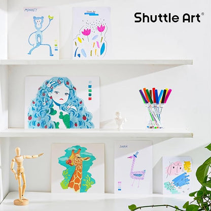 Shuttle Art 312 Pack Washable Super Tips Markers, 12 Assorted Colors Conical Tip Large Markers Bulk with a Box, Bonus Caps, Home Classroom School Supplies for Toddlers Kids Adults Students Teachers