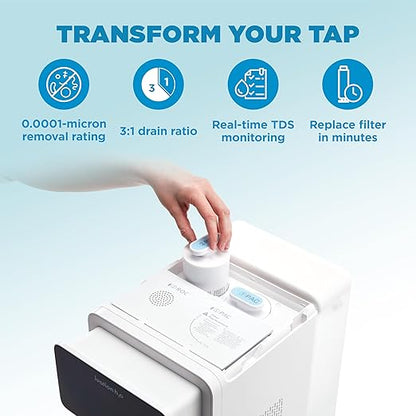 Ivation H2O Hot & Cold Countertop, Reverse Osmosis Water Filter, TDS Filter System, 4 Stage RO Water Filtration, 6 Temperature Presets, 3:1 Pure to Drain, Portable Plug-and-Play - White