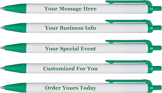 RevMark Personalized Ballpoint Pen, Custom Printed Name, Business or Event Information, Timeless Advertising, USA Made Pens, Promotional Marketing, Smooth Black Ink, Bulk Pack (Green,50 Ct.)