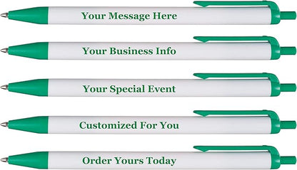RevMark Personalized Ballpoint Pen, Custom Printed Name, Business or Event Information, Timeless Advertising, USA Made Pens, Promotional Marketing, Smooth Black Ink, Bulk Pack (Green,250 Ct.)