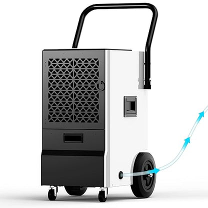 EUHOMY 160 Pints Commercial Dehumidifier, Large Dehumidifier With Drain Hose, Timer and 4 Wheels,Industrial Dehumidifiers for Flood Repair, Drying Basement, Warehouse and Factory